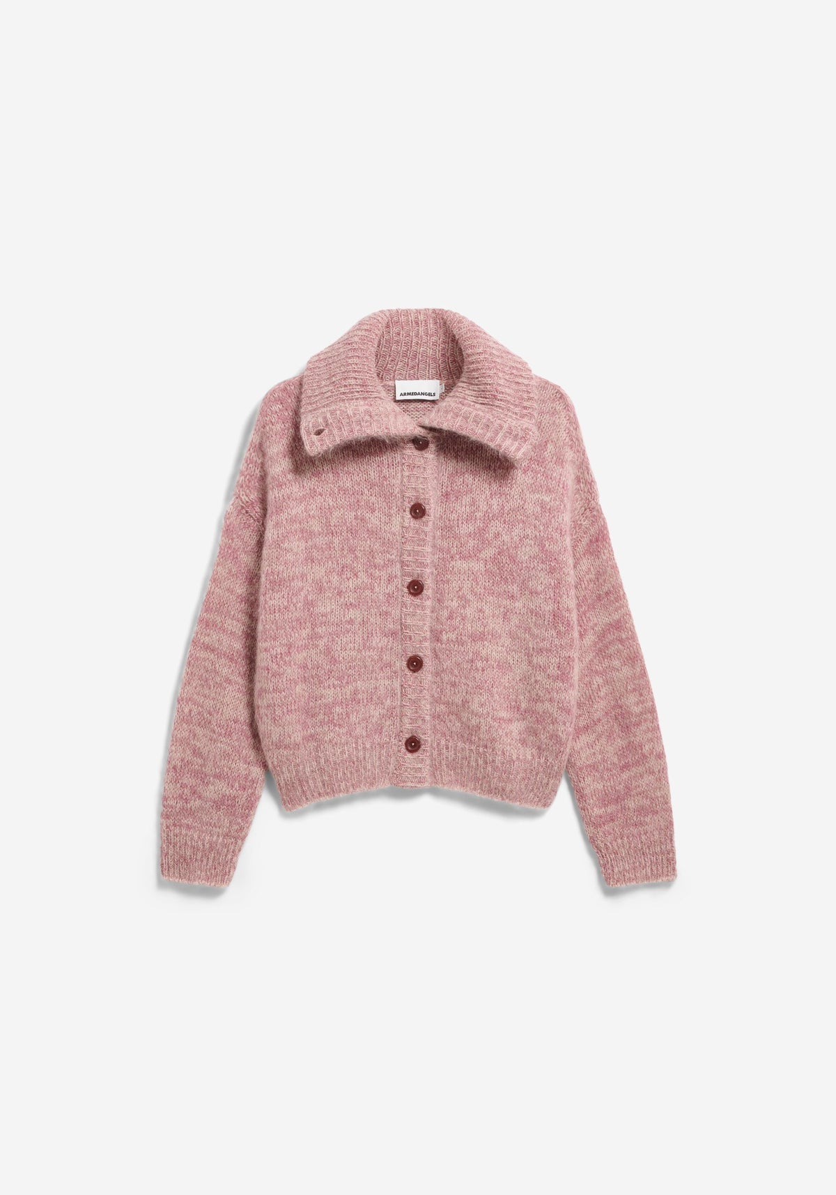 MOULINÉ BRUSHED STRICKJACKE Mohair-Woll-Mix - Velvet Ember-Oatmilk