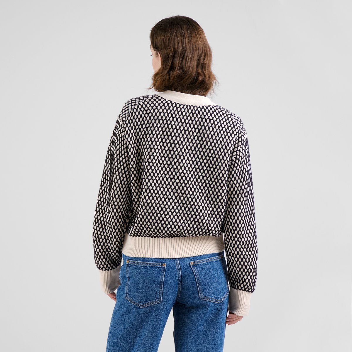 Cardigan Kanan Bubble Knit - Black/Vanilla White