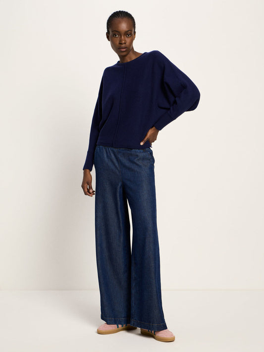FLEDERMAUS PULLOVER (GOTS) - aus Bio-Schurwolle und Bio-Baumwolle - purple blue melange
