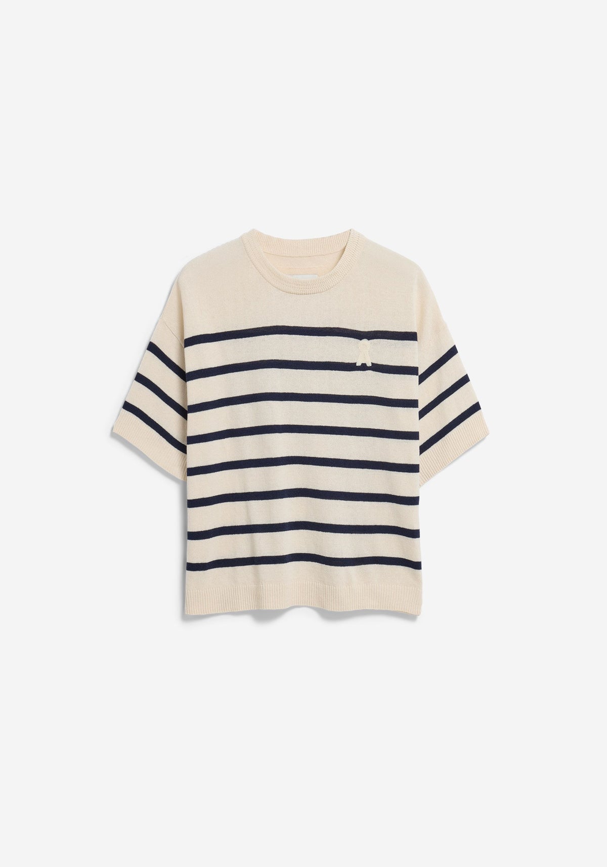 STRIPED LINEN BLEND SWEATER -  undyed-tinted navy