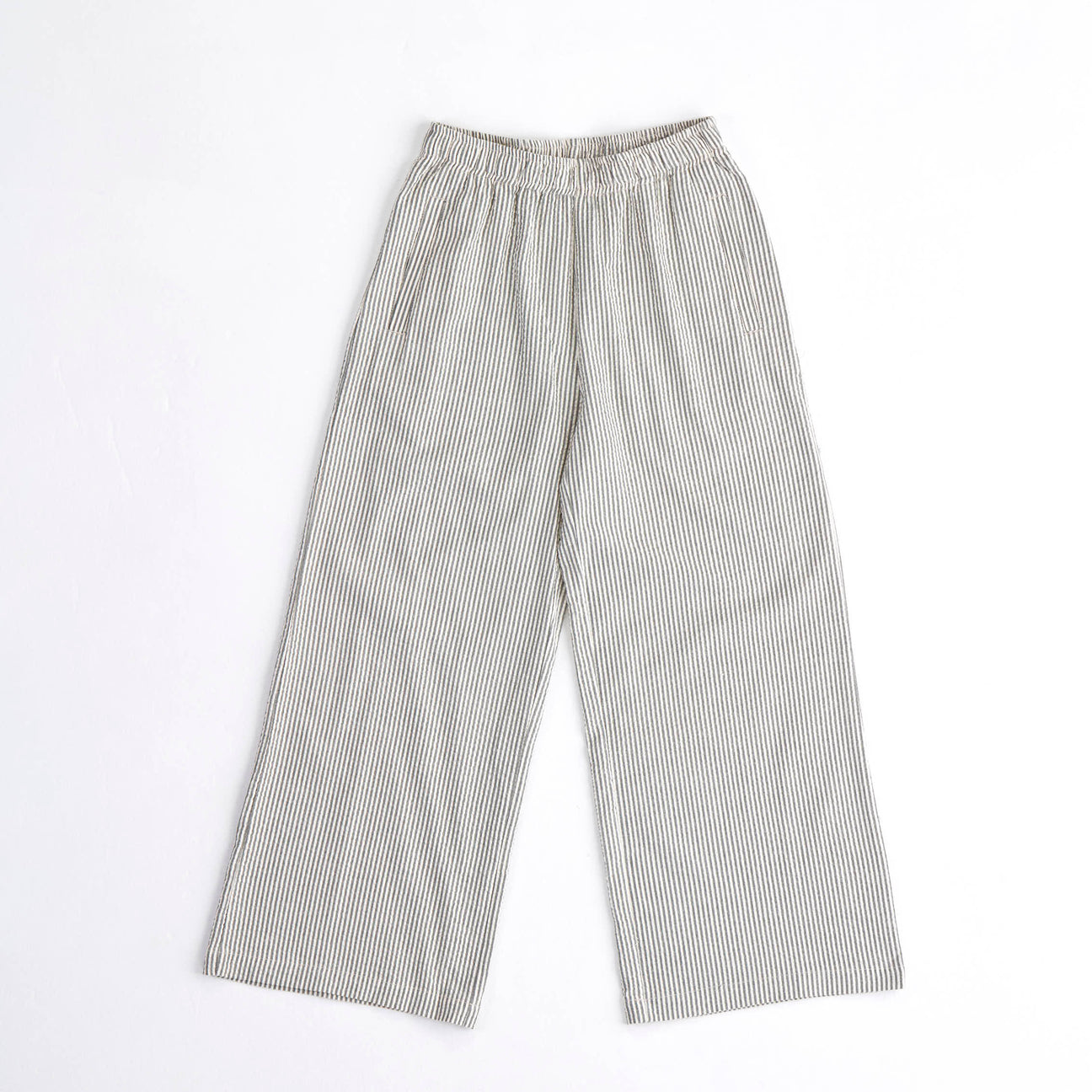 Hose Pants Rosa Long - Green/White Seersucker