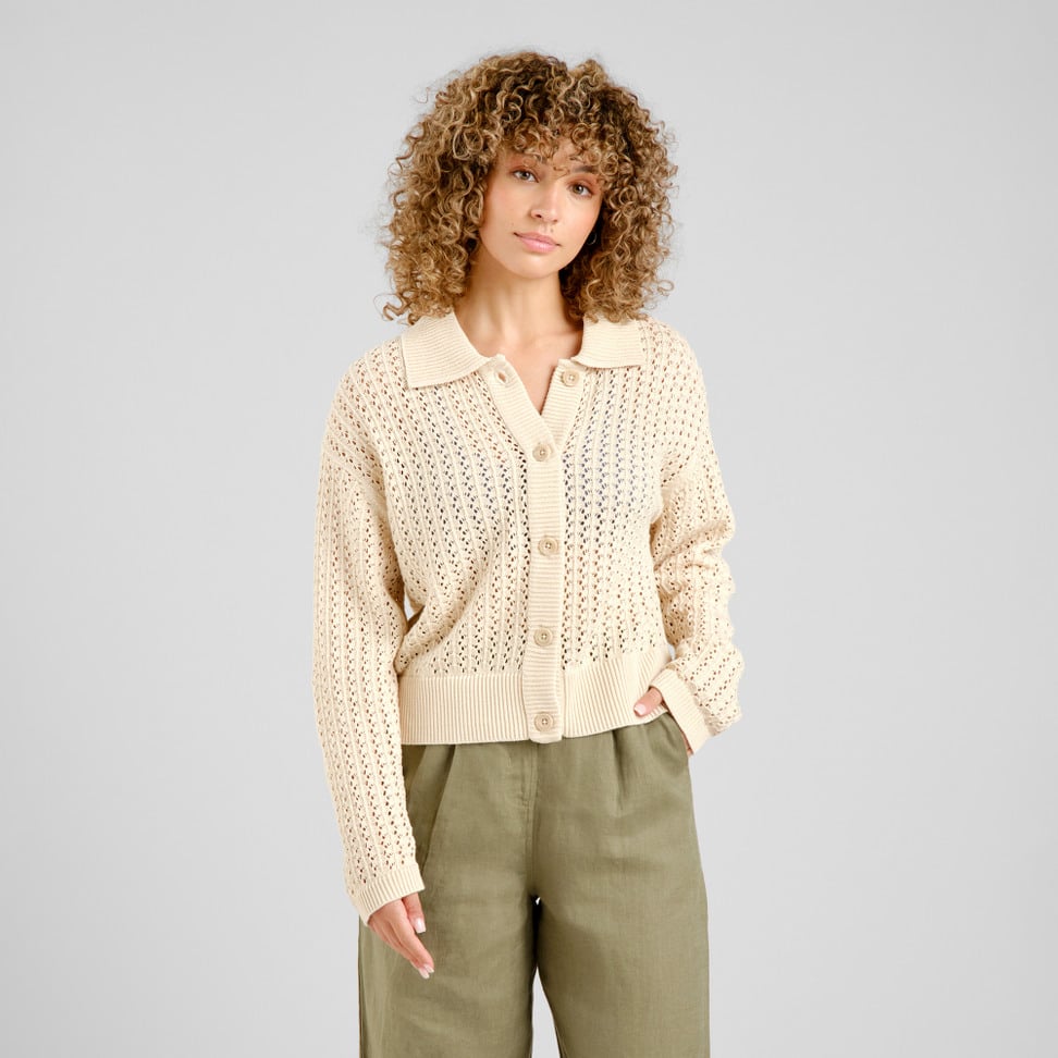 Knitted Cardigan Rosendal Crochet - Vanilla White