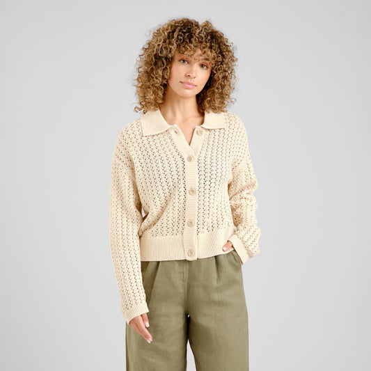 Knitted Cardigan Rosendal Crochet - Vanilla White