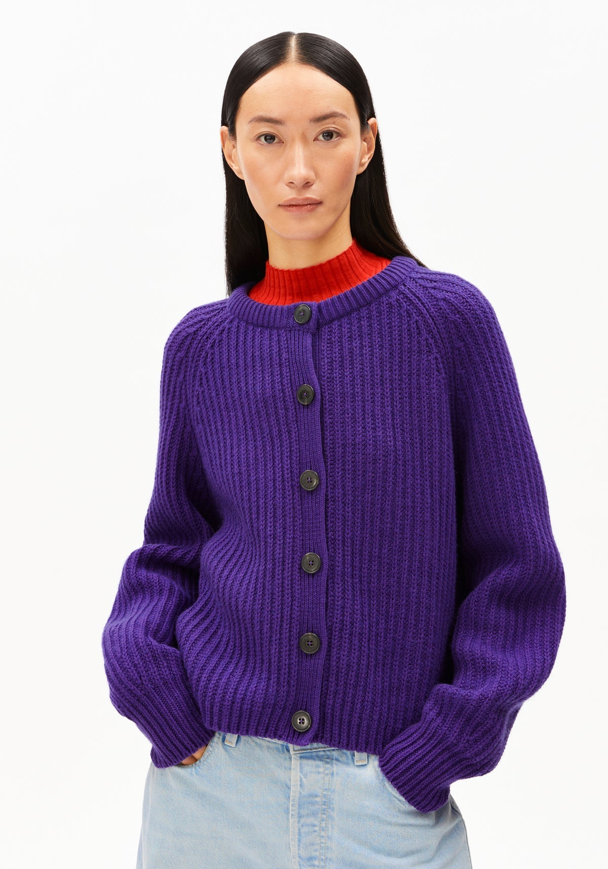 Strickjacke SELMAA - indigo lilac