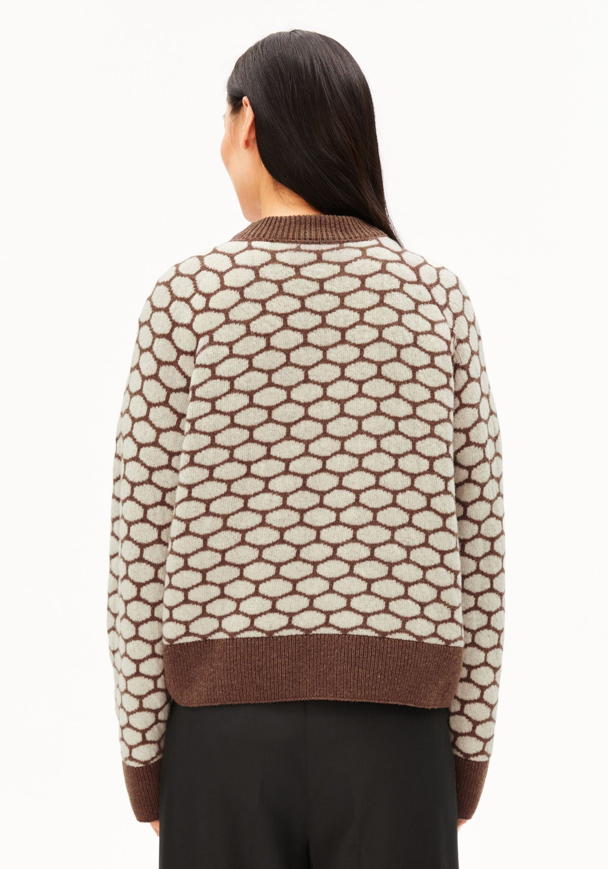 Pullover GEPUNKTETER WOLLSTRICKPULLOVER - Claystone Melange-Oatmilk
