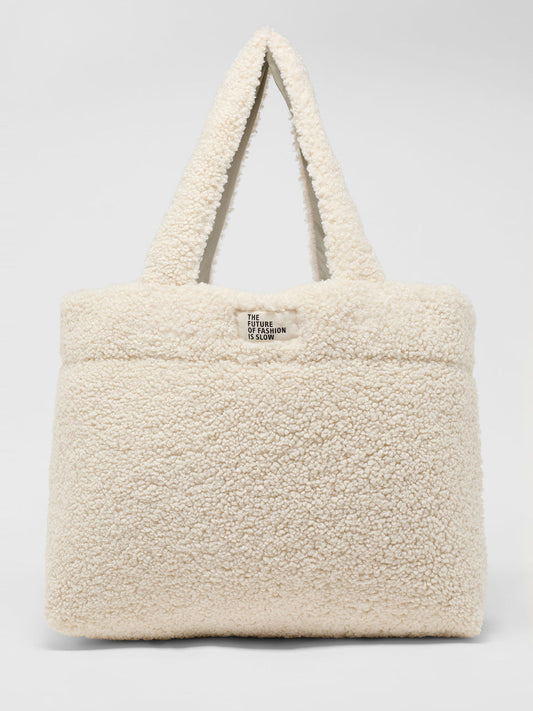 WATTIERTE TEDDY TASCHE (GRS) mit Teddy aus recyceltem Polyamid