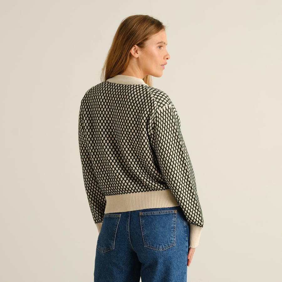 Cardigan Kanan Bubble Knit - Dark Green/Vanilla White Pine Grove