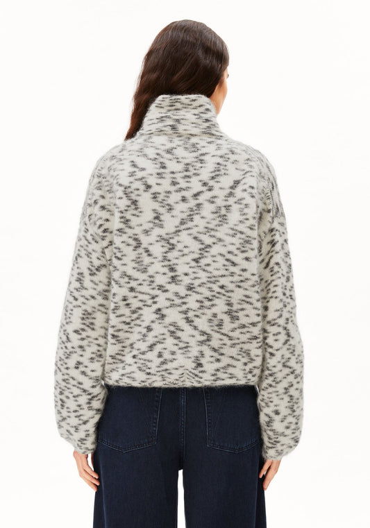 Pullover GEPUNKTETER  MOHAIR-MIX STRICKPULLOVER - Oatmilk-Black