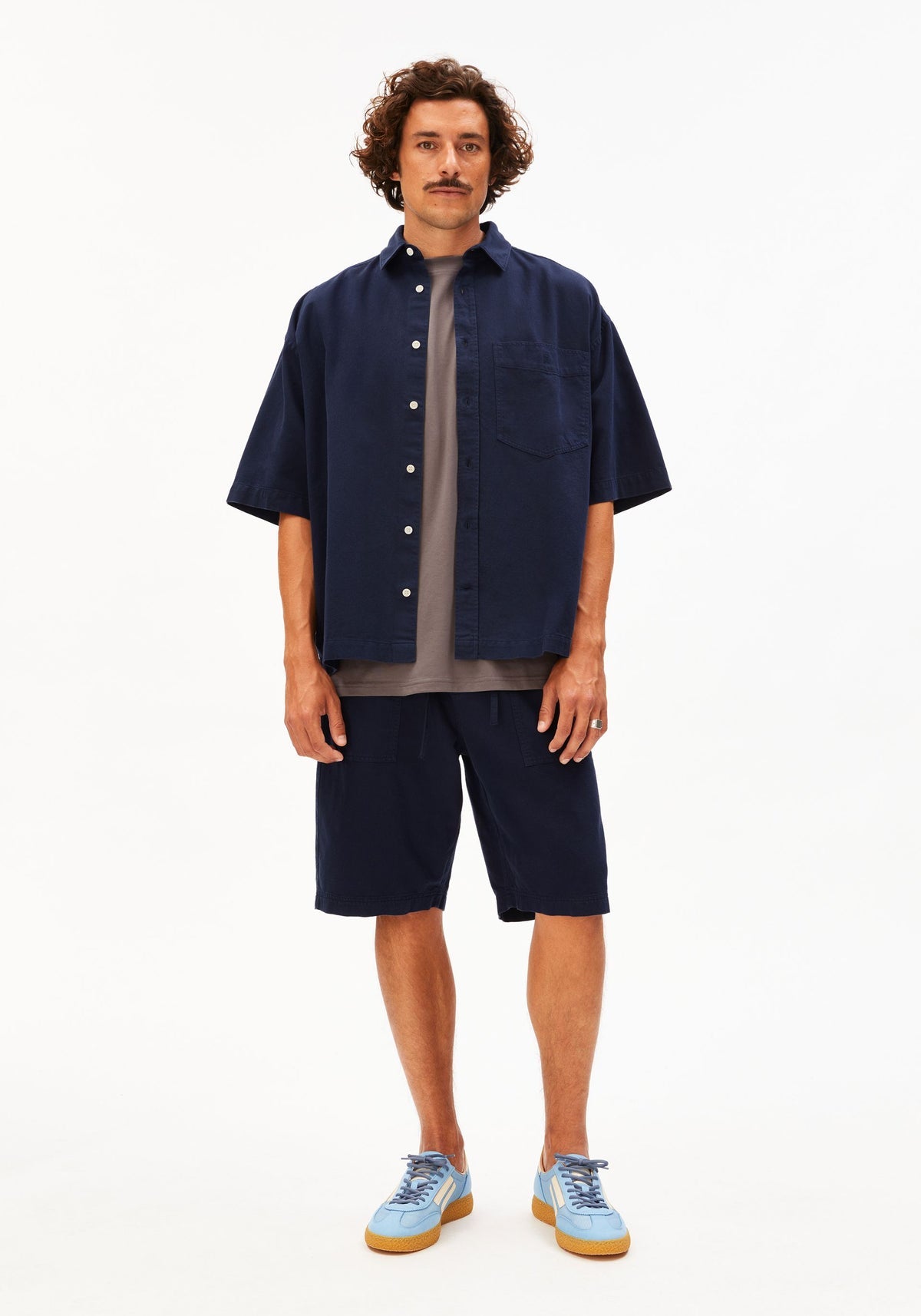 Shorts COTTON LINO Baumwolle-Leinen-Mix - tinted navy