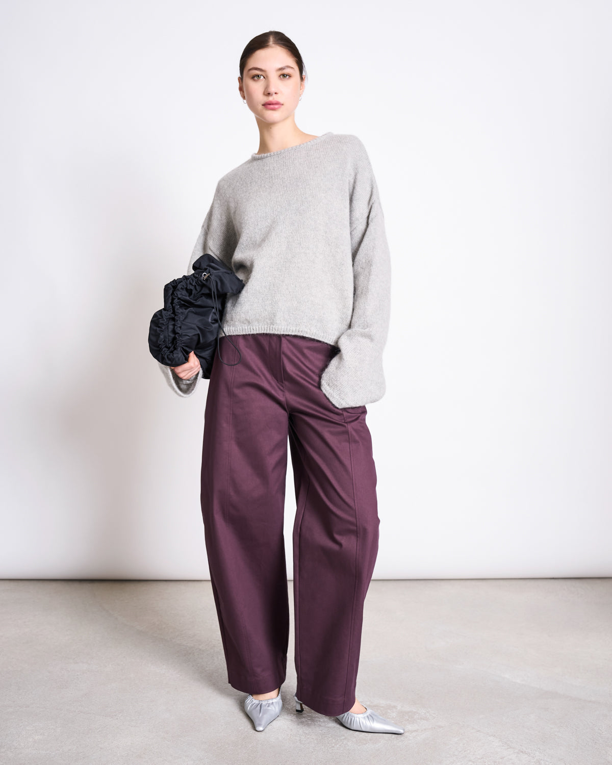 ORGANIC COTTON BARREL PANTS YAURI - cherry lacquer