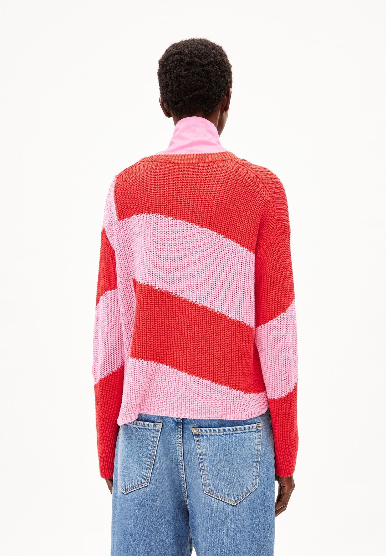 Pullover NURIAAS BLOCKSTRIPES - red alert-pink me up more