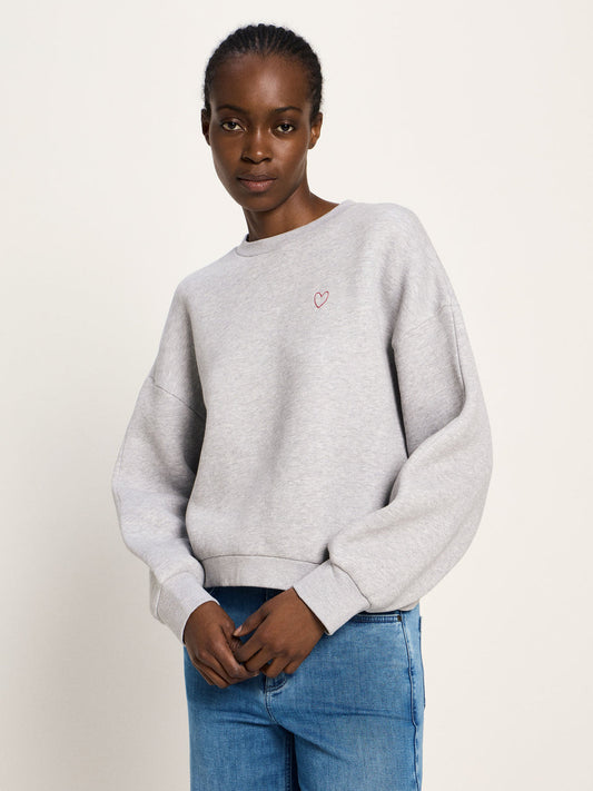 STATEMENTSWEATSHIRT (GOTS) - aus Bio-Baumwolle - grey melange/heart
