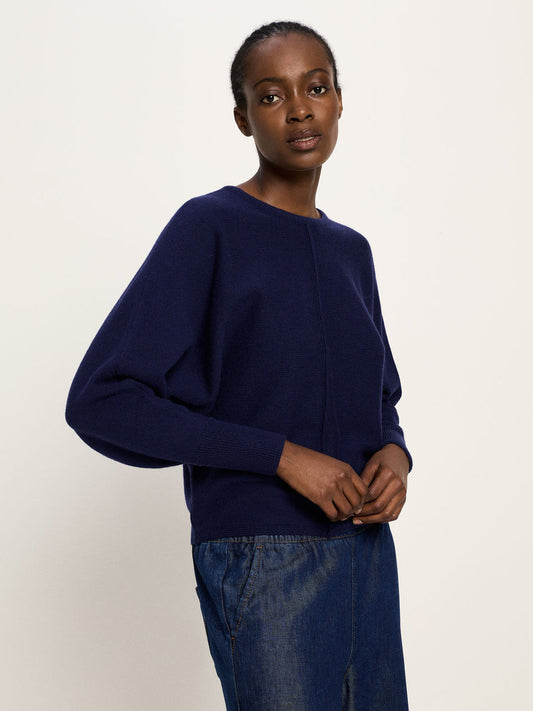 FLEDERMAUS PULLOVER (GOTS) - aus Bio-Schurwolle und Bio-Baumwolle - purple blue melange