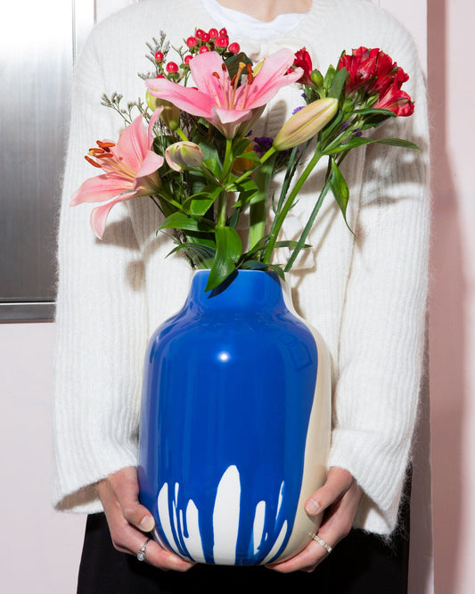 Vase Nuno L sand blau drip