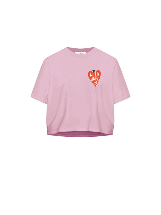 Oversized Statementshirt (GOTS) - Herzmotiv, berry - {LANIUSxTCC}