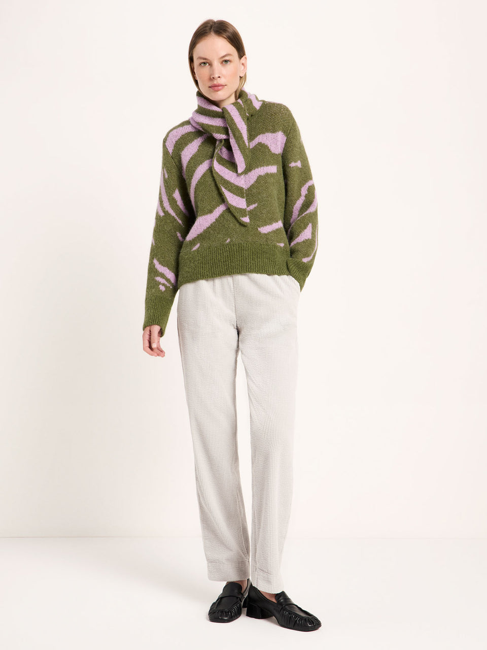 Pullover mit Jacquard aus Alpakawolle und Schurwolle - green/ violet