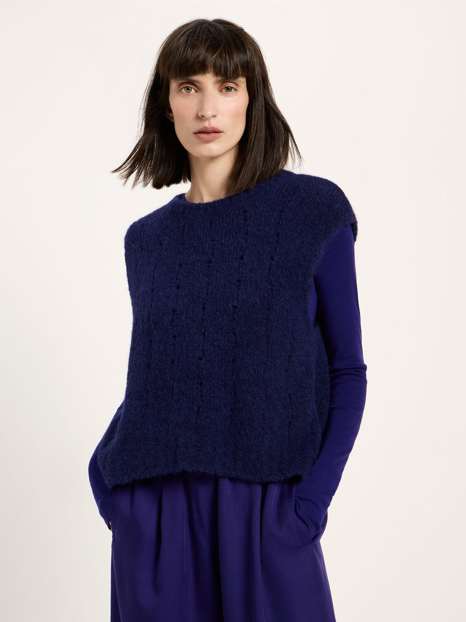 Pullunder aus Alpakawolle und Schurwolle - violet