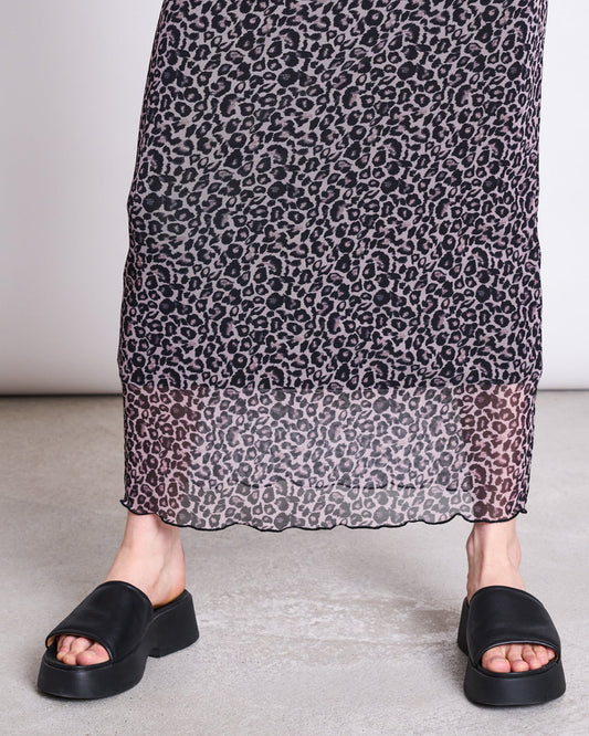 MESH MAXI SKIRT SMUK - leo print