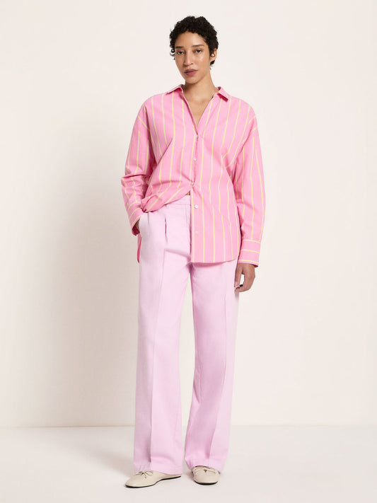 Streifenhemd GOTS - bright orchid/ sun