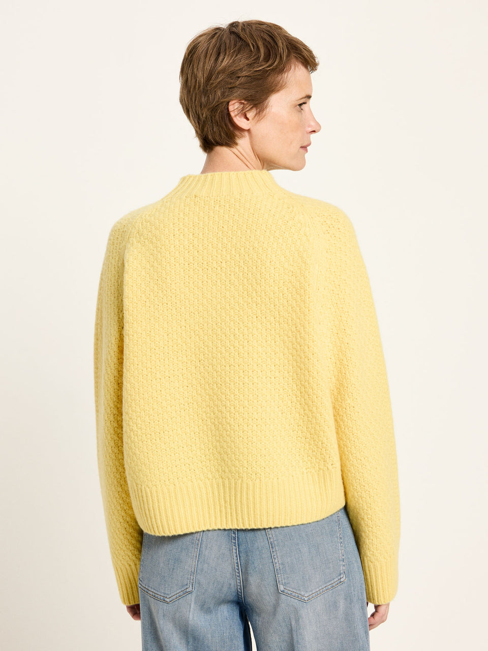 STRUKTURPULLOVER - aus Merinowolle und Kaschmir - yellow