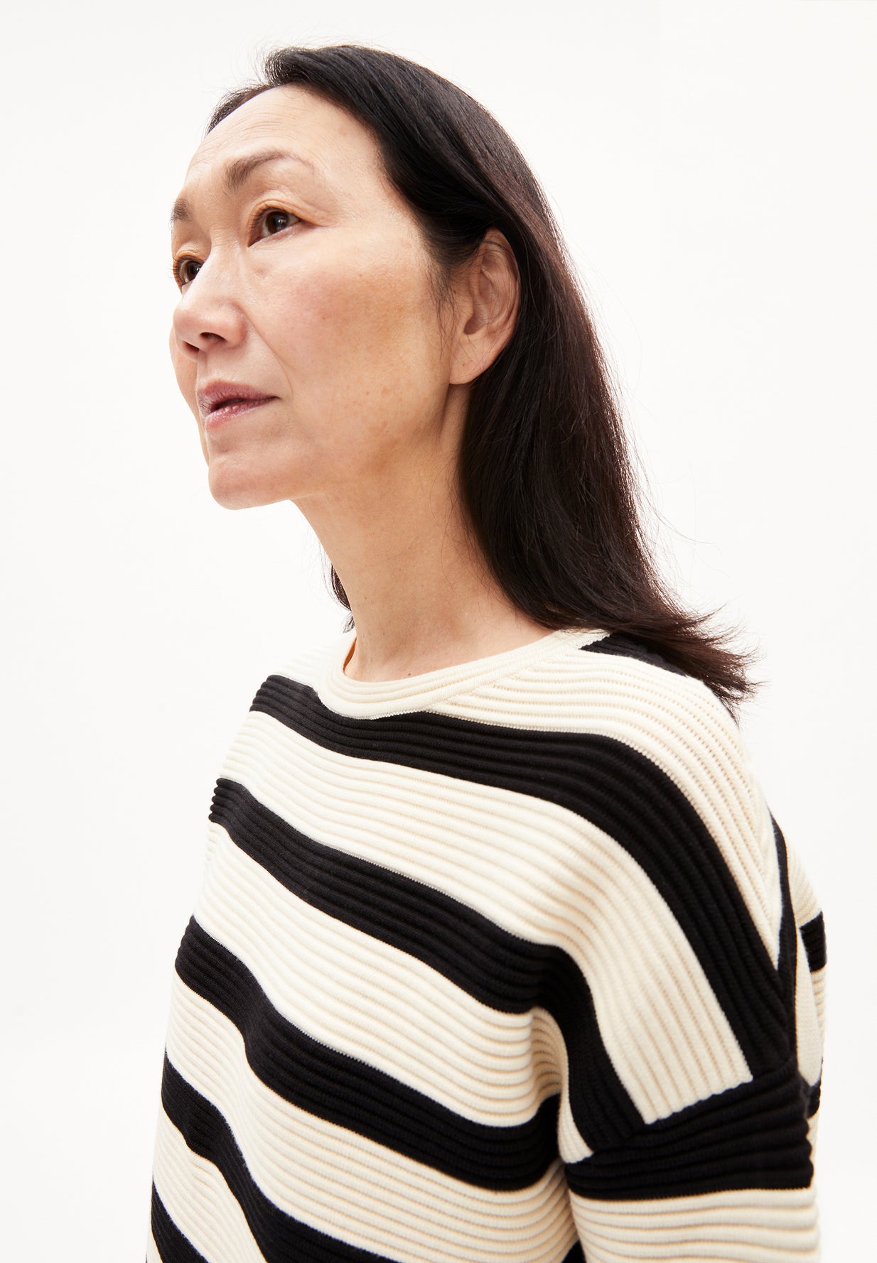 Pullover MERINAA STRIPED (oatmilk-black)