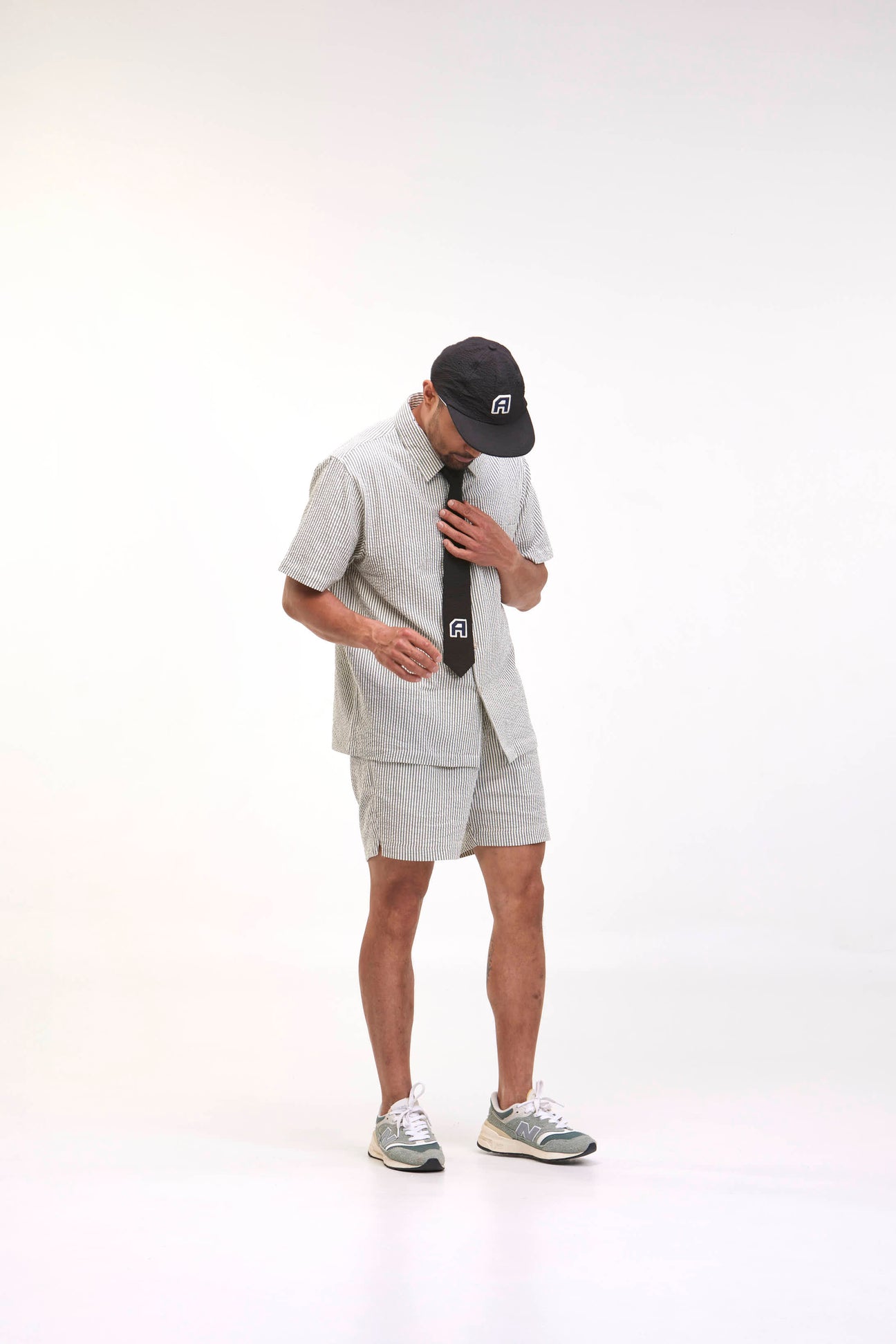 Hose Rishi Shorts - Green/White Seersucker