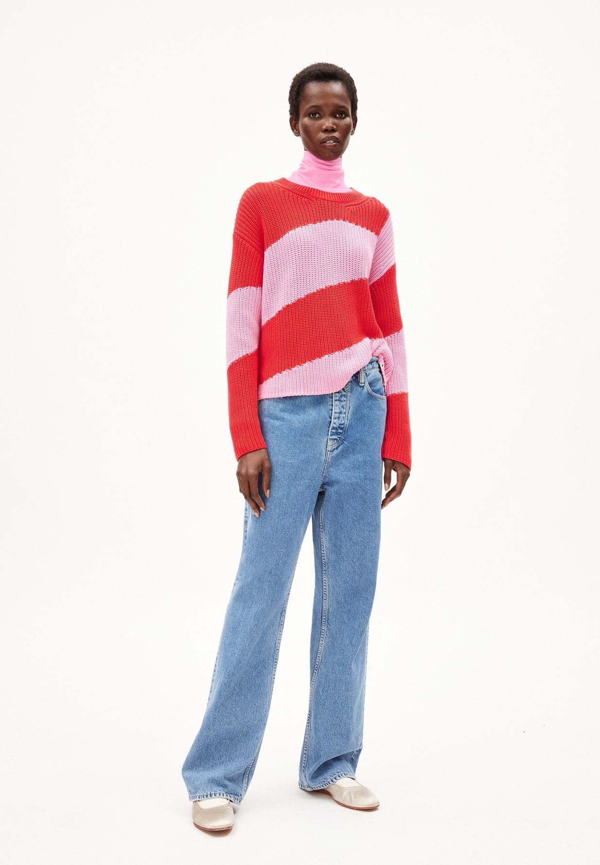 Pullover NURIAAS BLOCKSTRIPES - red alert-pink me up more