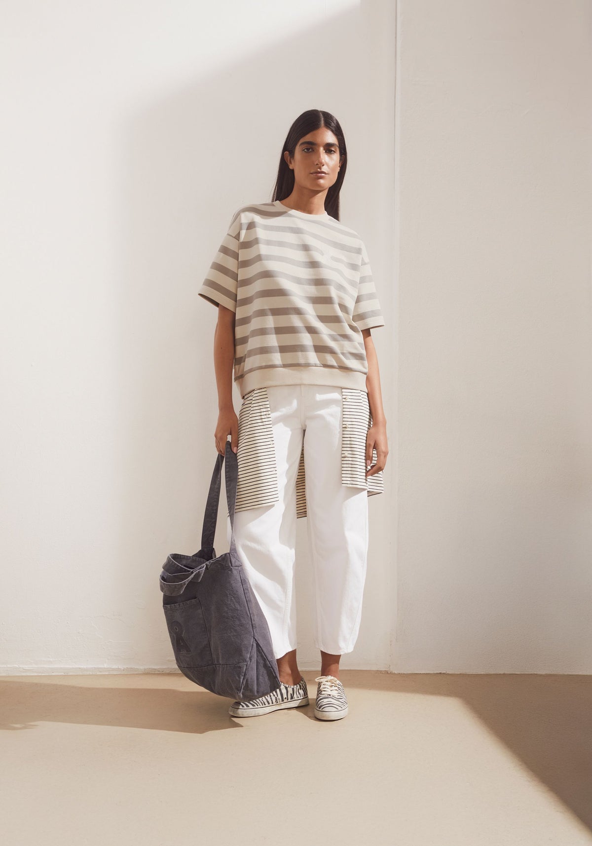 Sweatshirt BAMIKAA GESTREIFT - Undyed-Seal Grey