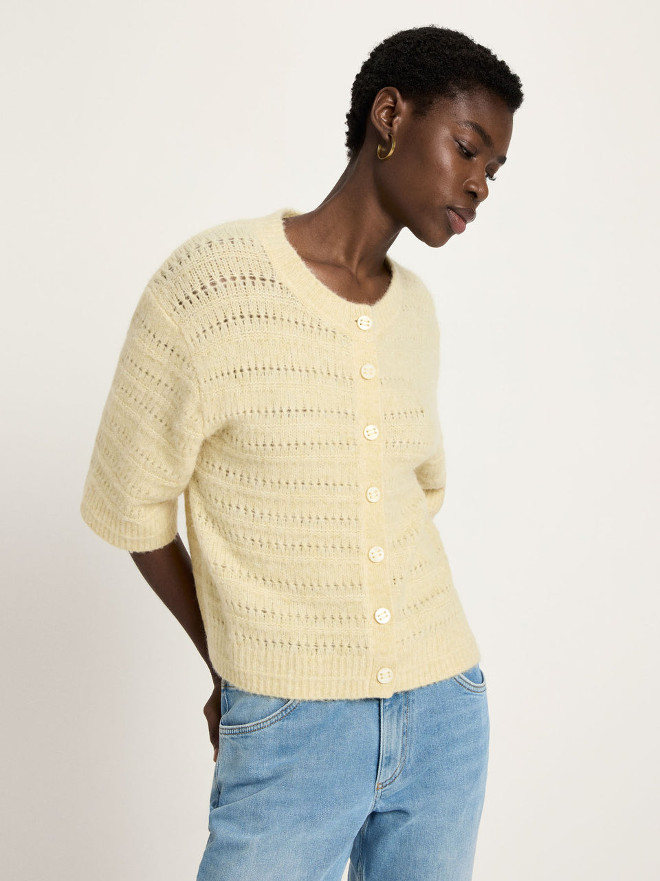 STRICKJACKE 3/4 Arm mit Ajour - aus Alpakawolle und Schurwolle