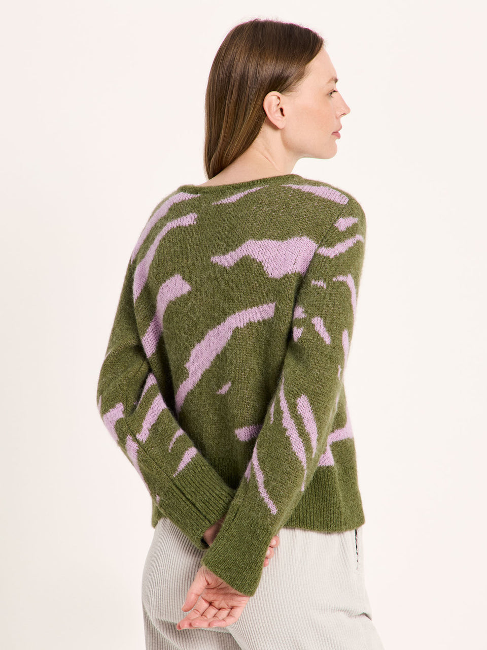 Pullover mit Jacquard aus Alpakawolle und Schurwolle - green/ violet