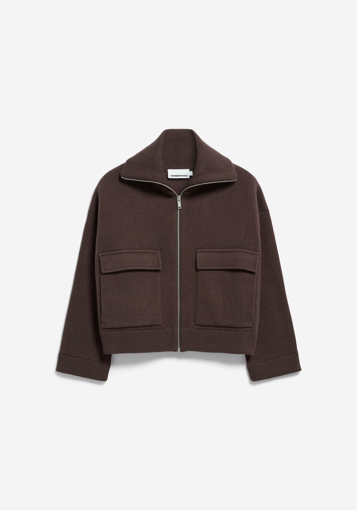 BAUMWOLL-WOLL STRICKJACKE - claystone