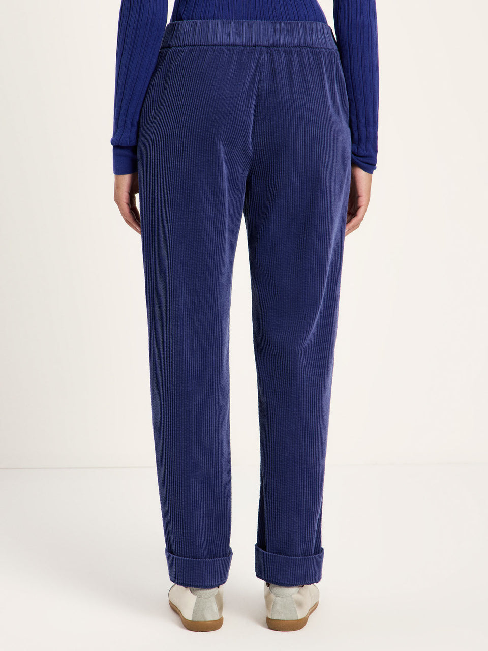 Kord Hose mit Gummizug GOTS - blue