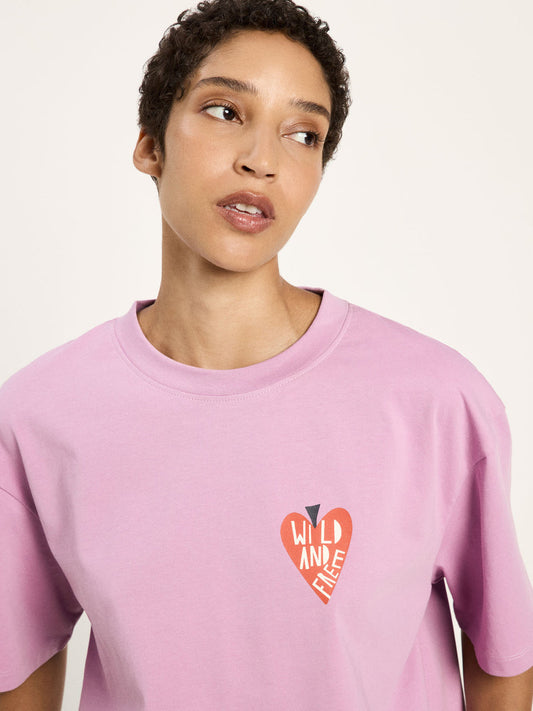 Oversized Statementshirt (GOTS) - Herzmotiv, berry - {LANIUSxTCC}