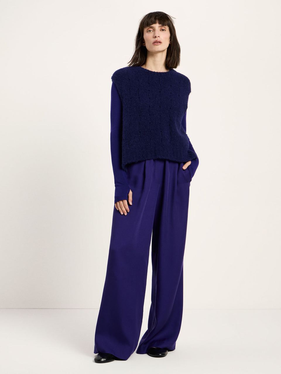 Pullunder aus Alpakawolle und Schurwolle - violet