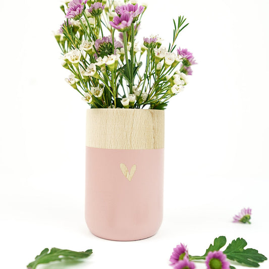 Kleine Holz-Blumenvase "Herz"